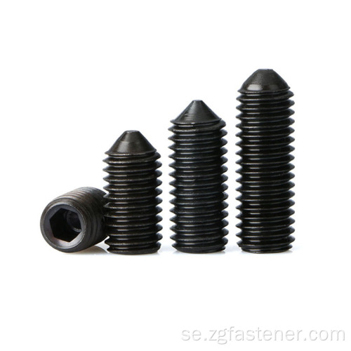 Kolstål DIN914 Hexagon Socket Set Screw med Cone Point